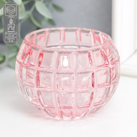 Glass "Bogok" D-4.5 cm pink 7.5x7.5x6 cm