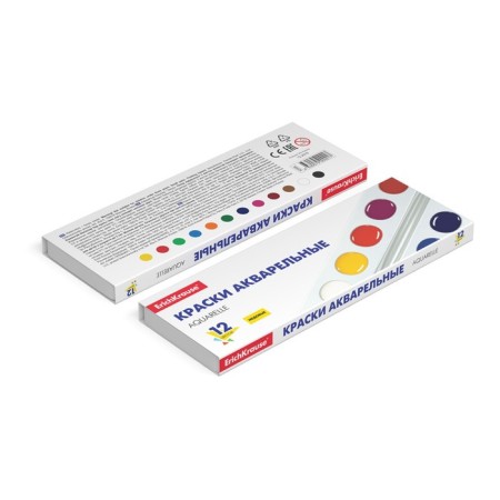 Watercolor 12 colors Erichkrause Basic, honey, plastic, cardboard foam, without brush-7
