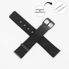 Watch strap, 18 mm, stainless steel, L-19.5 cm, studs in the kit