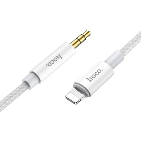 Hoco UPA19, Jack 3.5 mm (M) - Lightning, 1 m, nylon, silver cable