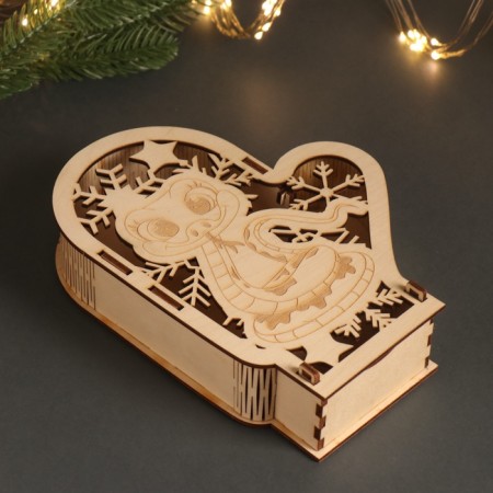 New Year's Basket-Warehouse "Snake and Snowflakes" 21x16x5 cm-1