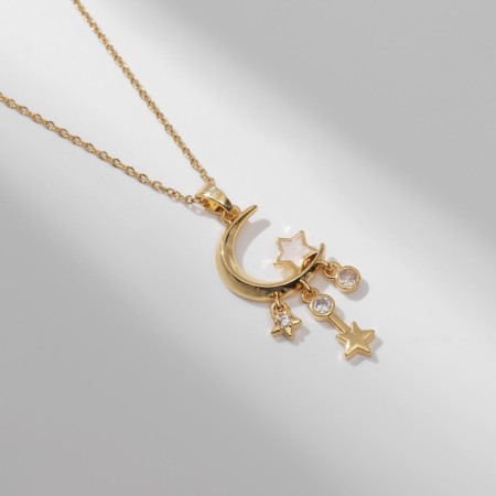 Cool "crescent" with stars, white color in gold, 40 cm
