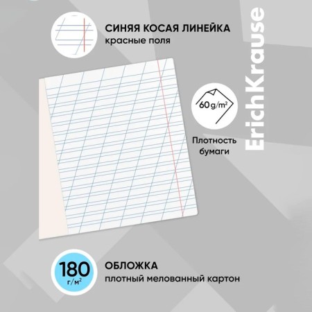 Notebook 12 sheets in the slanting ruler, erichkrause visio "Classic", cover coated cardboard, offset block, blue-1