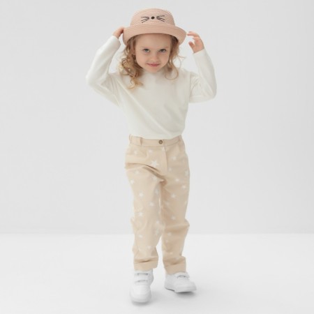 Брюки для девочки MINAKU: Cotton Collection цвет бежевый, рост 104-4
