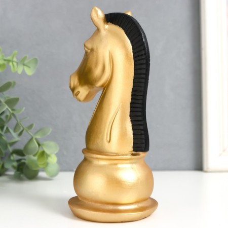 Souvenir Polystone "Chess Figure. Kon" Golden with a black mane of 19.5x10x8 cm-2