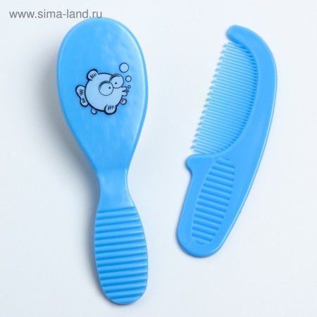 Baby comb + massage hair brush, from 0 months, blue color, mixture-3