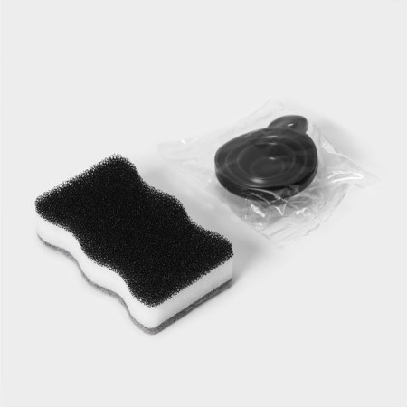 Double dispenser for soap and detergent Raccoon, with a sponge included, 300 ml, black color-6
