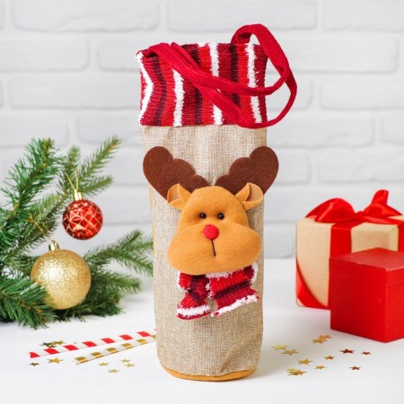 A cover on a bottle "Deer", a striped scarf, with handles