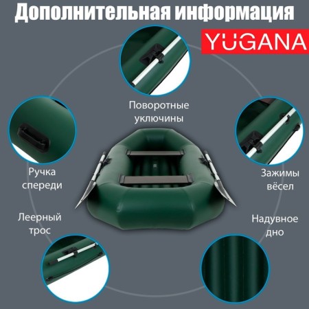 Yugana S 240 ND boat, inflatable bottom, olive color-3