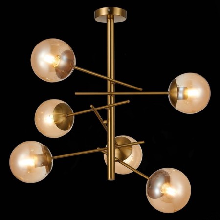 Ceiling EVOLUCE lamp. Sle1099-312-06. Velio. 6x60 watts, E27, 50x50x60 cm, brass color-1