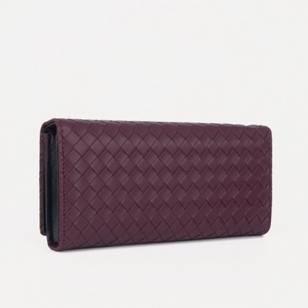 Women's wallet on the button, eggplant color-1