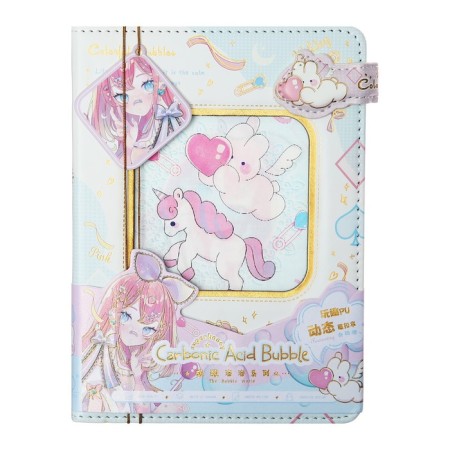 Notebook Gift, A6, 96 sheets, color block, with a curly knife, PVC cover, 3D, "Anime", mix-4