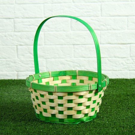 Wicker basket, bamboo, 21x21x10/24 cm, green