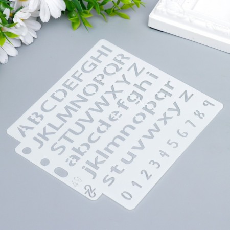 Stencil plastic "English alphabet and numbers" 13x14 cm-1