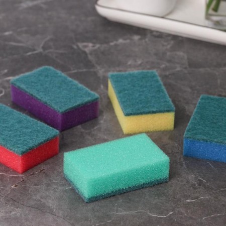Household sponge with a cleaning layer of the share "Economy", 7.5 × 4.5 × 2.5 cm, 5 pcs-8
