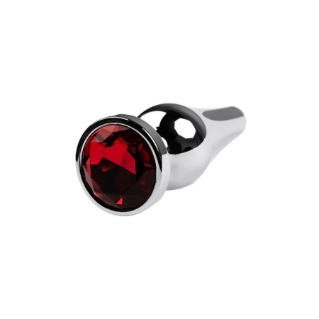 Anal plug Metal by Toyfa, silver, ruby, 12 cm, d = 4 cm-2