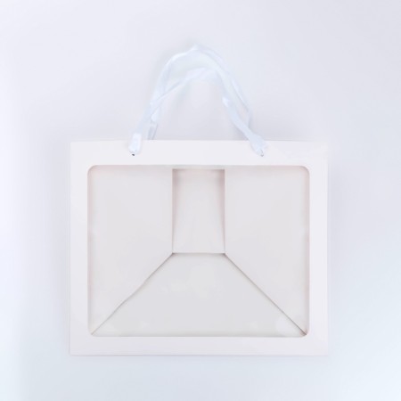 Gift package with a wide bottom and window 35 x 29 x 28 cm, white-2