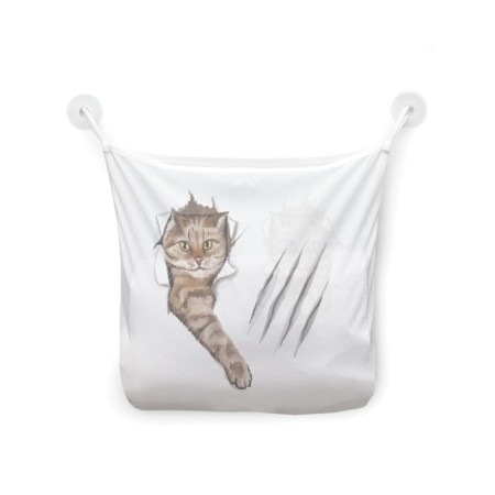 Organizer in a bathtub on suction cups “mischievous cat”, for storing toys and trifles, size 33x39 cm-2