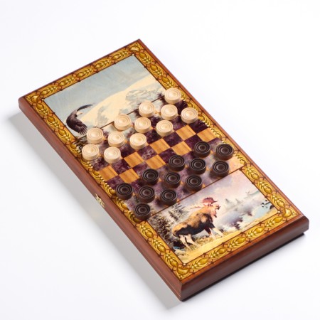 Wooden backgammon large, with checkers "Bear", board game, 50 x 50 cm-5