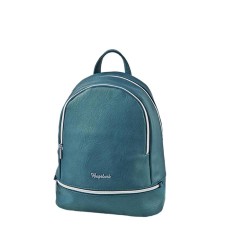 A backpack with a zipper, the color is turquoise