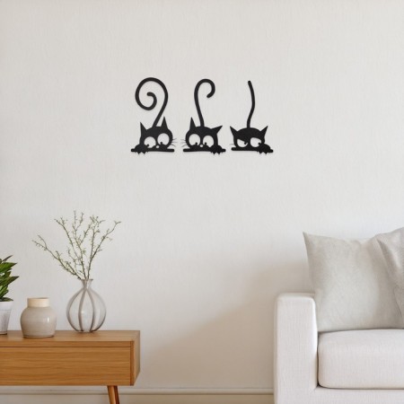 Nast -wall decor, a panel for an interior made of wood "cats", 3 pcs 17 x 27 cm-2