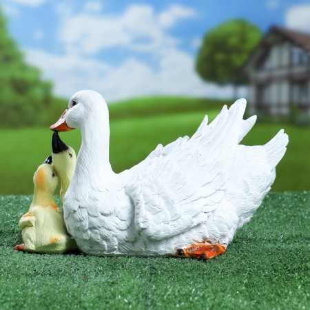 Garden figure "Duck with ducklings" 27x17x17cm-1