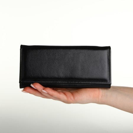 Women's wallet on the button, Textura, black color-8