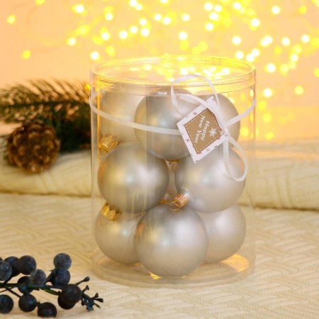 A set of balls d-5 cm, 9 pcs "Shine" silver-1
