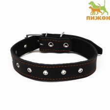 Leather collar on synthetic winterizer, dimensionless, 71 x 3.5 cm, Osh 29-62 cm, black
