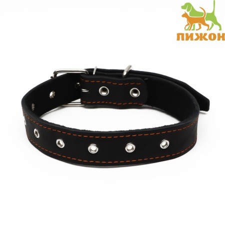 Leather collar on synthetic winterizer, dimensionless, 71 x 3.5 cm, Osh 29-62 cm, black