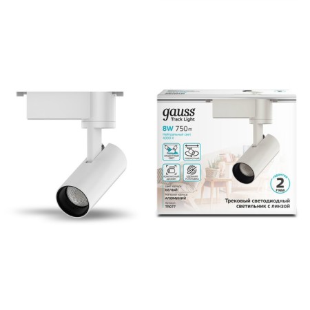 Lamp track Gauss cylinder, 1x8W LED, 4000K, 750LM, white color-4