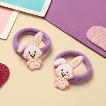 Hair gum "Melody" (set 2 pcs) Bunny, 4 cm, lilac-1