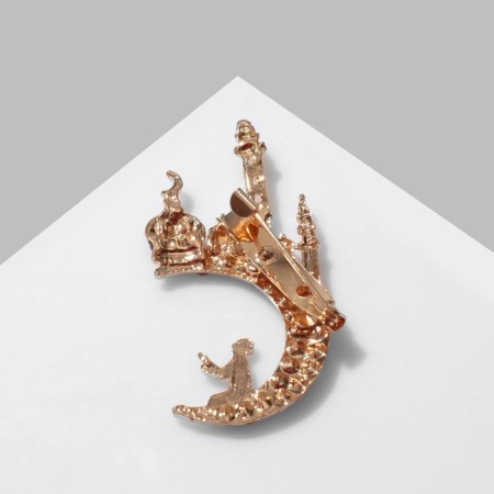 Brooch "Crescent" Prayer, color emerald-golden in gold-1