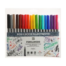 A set of capillary pens 18 colors, 0.3 mm Koh-I-Noor Fineliners 7021, plastic packaging