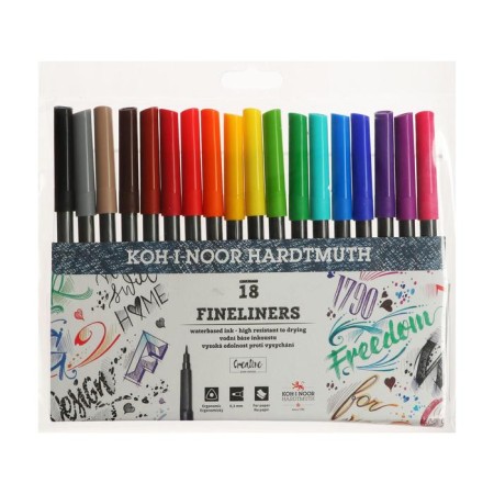 A set of capillary pens 18 colors, 0.3 mm Koh-I-Noor Fineliners 7021, plastic packaging