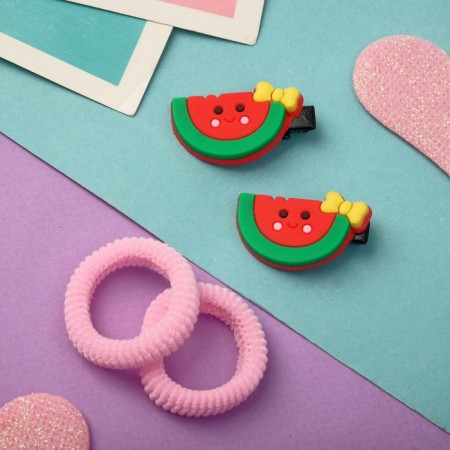 Hair set "Ariadne" (2 elastic bands, 2 clamps) watermelon-1