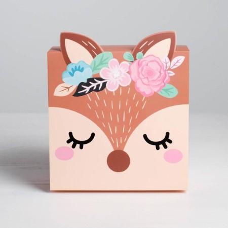 Gift folding box, packaging, Olenenok, 15 x 15 x 8 cm-2