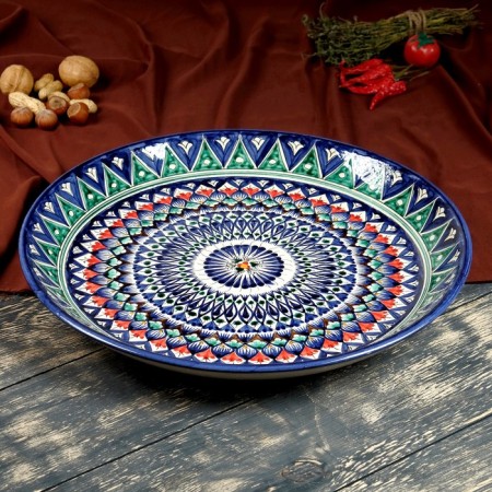 Largan Rishtan ceramics "Patterns", 37 cm, Blue Mix-3