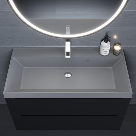 Sink uperwood Classic quartz 90 cm, quartz, gray matte, concrete-3
