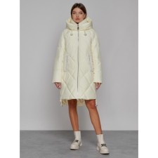 Coat insulated winter female, size 46, color light yellow