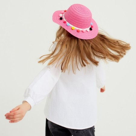 Hat with bombs for Minaku girl, size 50, pink color