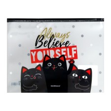 The convert folder on the A5 Zip-Molniya, 160 μm, Erichkrause, Feline Friends, glossy, translucent, with print, mix