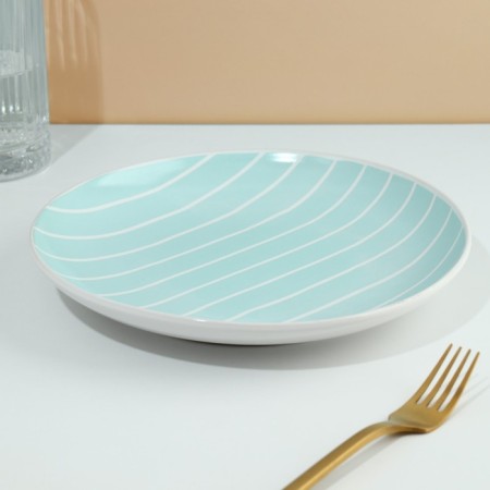 Ceramic “Line” plate, 22.5 cm, blue color-3