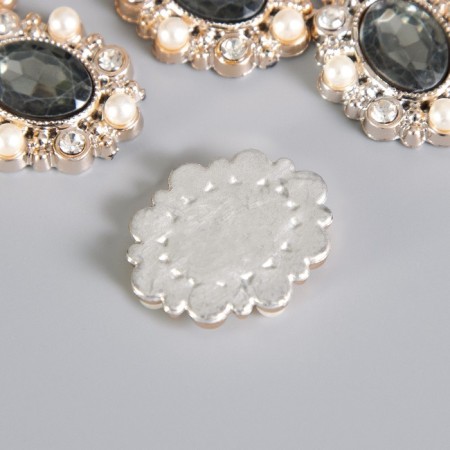 Decor for creativity plastic "Obval rhinestones in the frame" Gold with rhinestones 2.7x2.3x0.6 cm-1