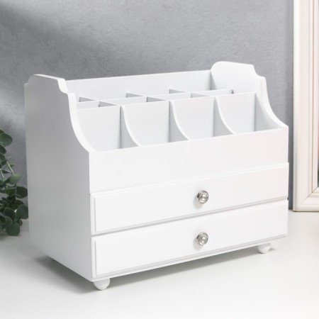 Casket wood for jewelry and cosmetics 2 drawers white 26x16.5x21.7 cm