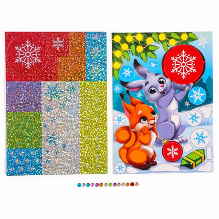 Application with uniform stickers for the New Year "Forest animals", New Year's set for creativity-2