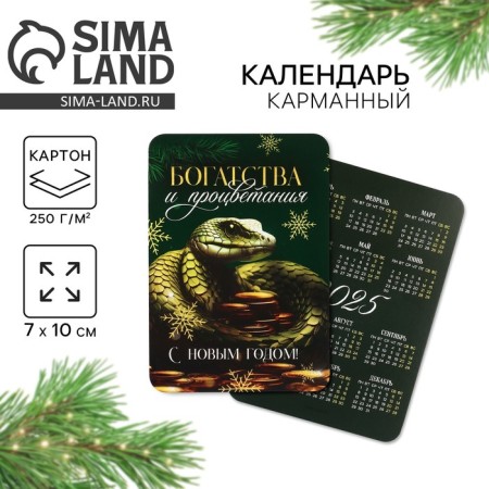 Calendar 2025 Pocket "New Year: Roadness and Prosperity", 7 x 10 cm, New Year's series