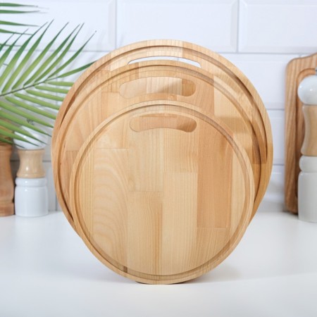 A set of cutting boards from birch without a stand, 3 pcs, 20x20, 24x24 and 26x26 cm-1