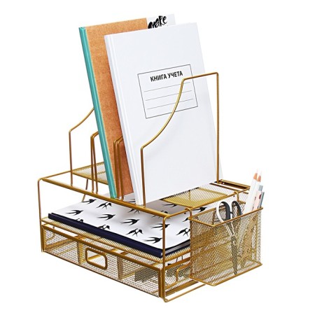 Chancellular accessories stand Calligrata, mesh, metal, gold-5