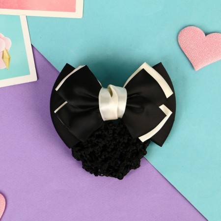 Hair machine "Bow" with a mesh for a bundle, D-10 cm, cream